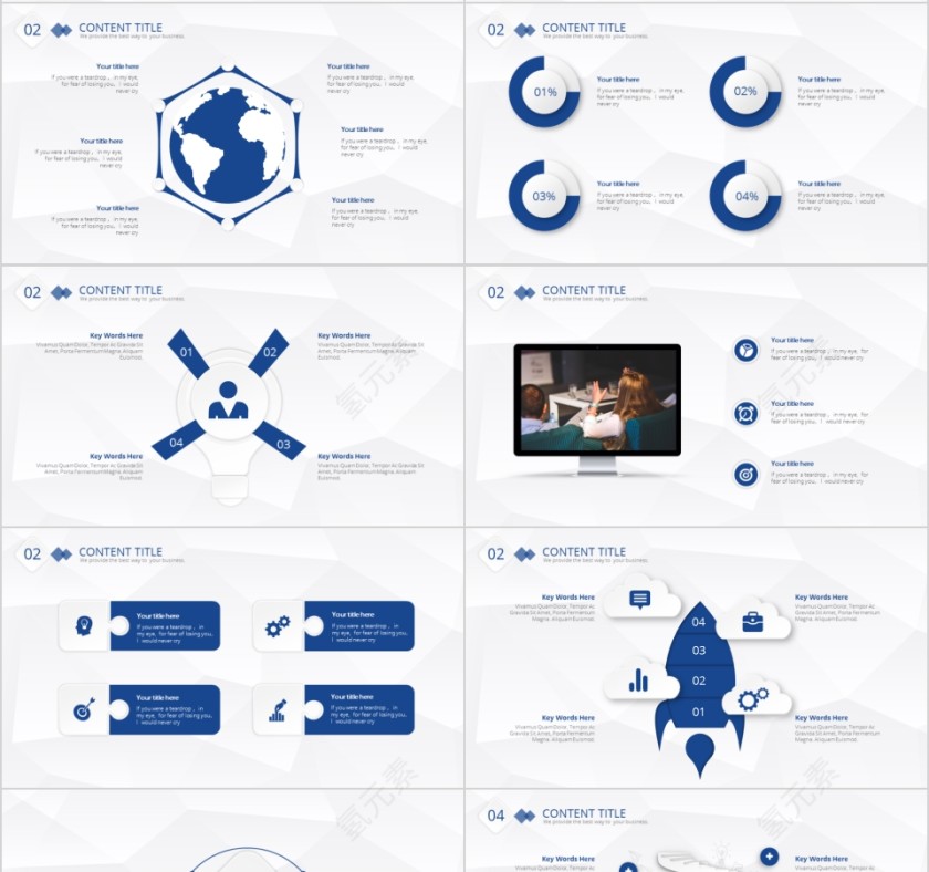 商务欧美ppt模板简约2019高端大气 商业工作汇报时尚极简风素材第4张
