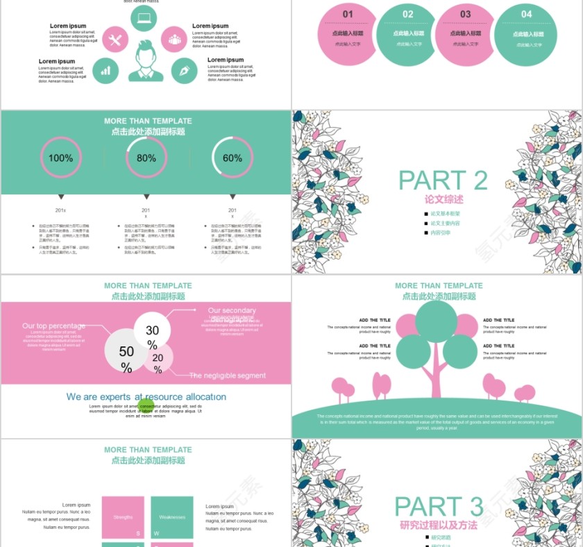 文艺清新手绘花毕业论文开题报告PPT模板第2张