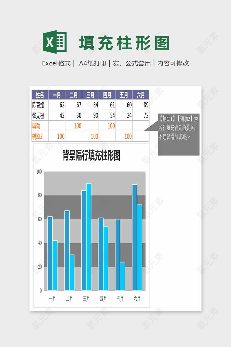 简单大方填充柱形图Excel