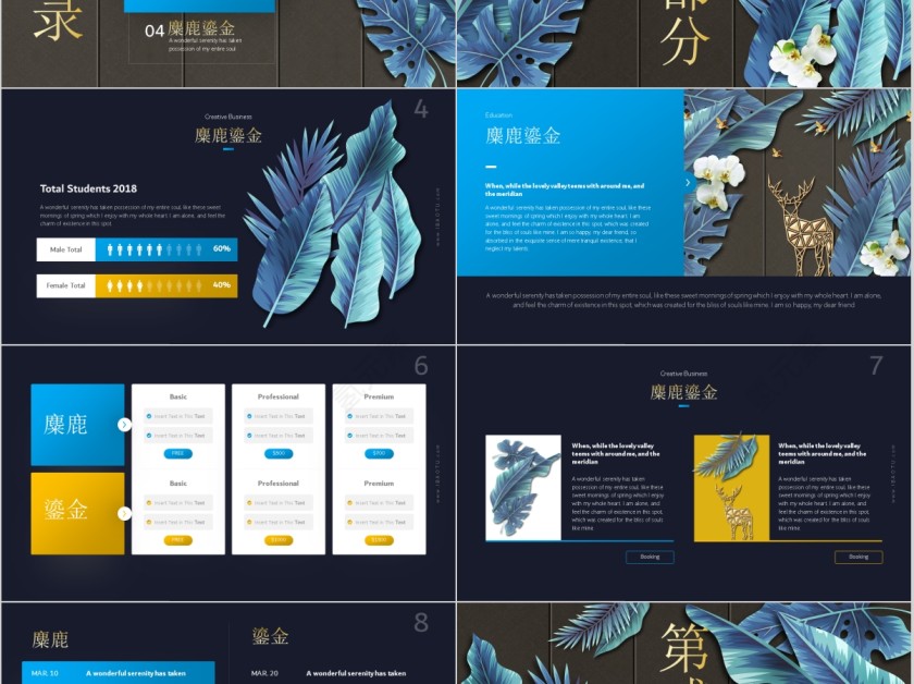 鎏金麋鹿商务工作通用ppt第2张
