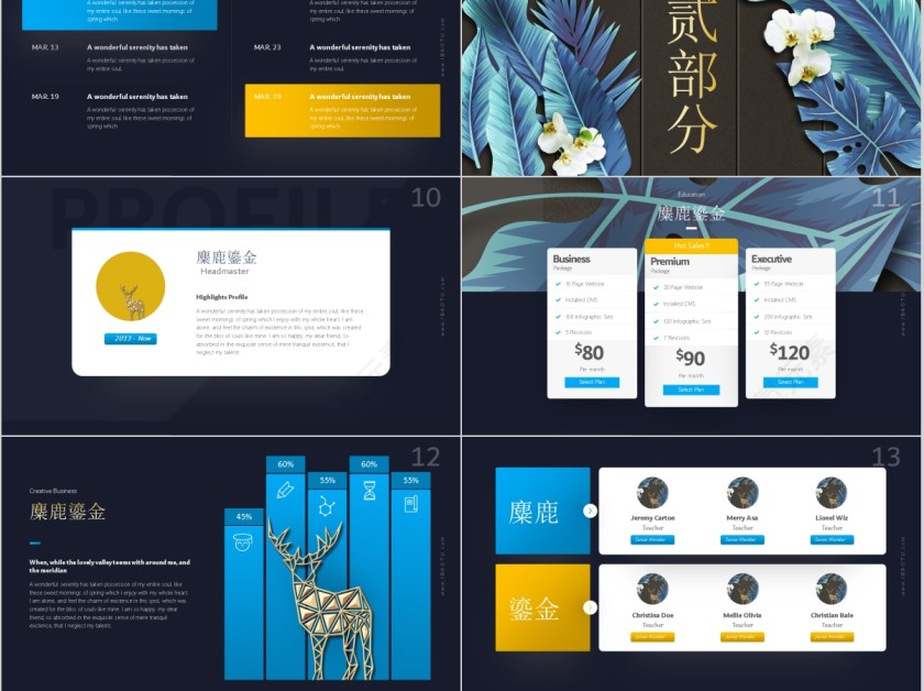 鎏金麋鹿商务工作通用ppt第3张