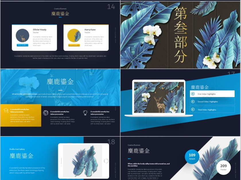 鎏金麋鹿商务工作通用ppt第4张