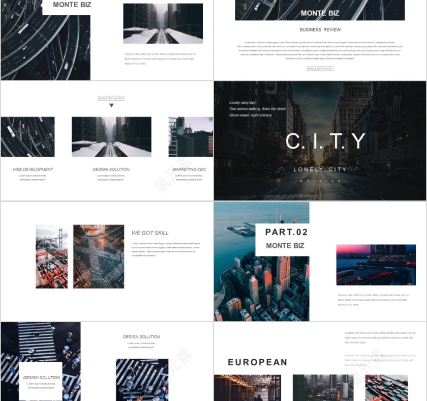 商务欧美ppt模板简约2019高端大气 商业工作汇报时尚极简风素材第2张