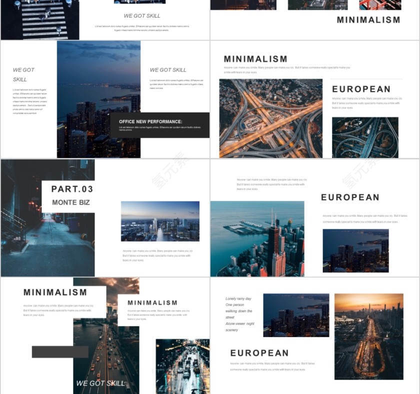 商务欧美ppt模板简约2019高端大气 商业工作汇报时尚极简风素材第3张