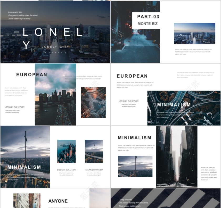 商务欧美ppt模板简约2019高端大气 商业工作汇报时尚极简风素材第4张