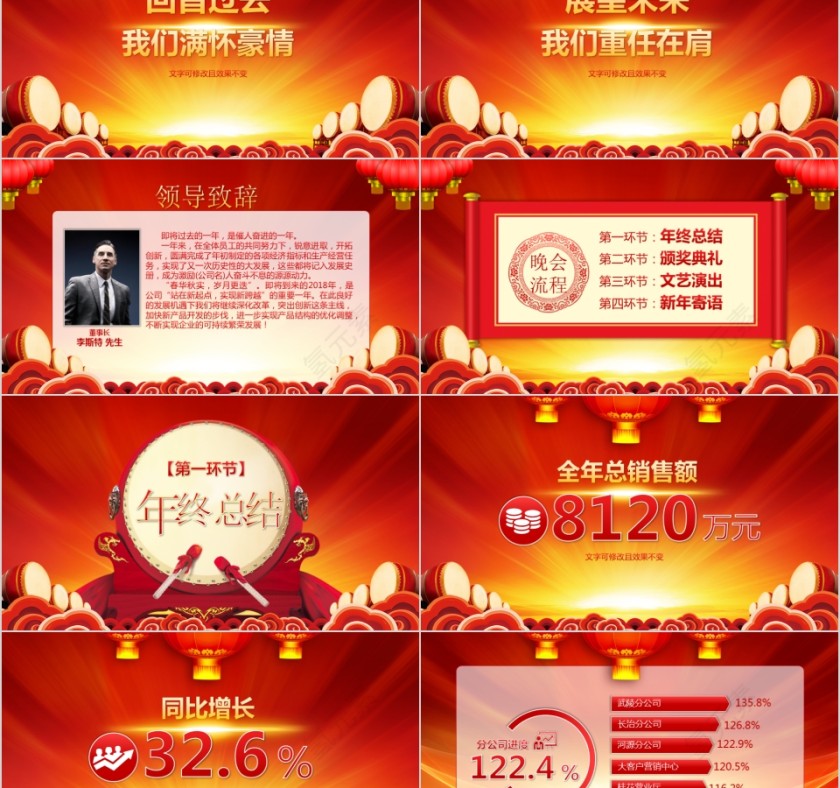 公司年终答谢会动态PPT模板企业员工客户感恩答谢晚会晚宴第2张