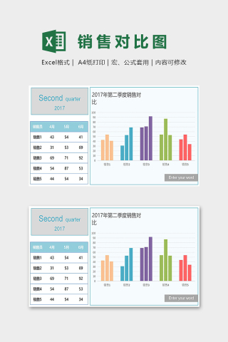 公司部门季度销售对比模版
