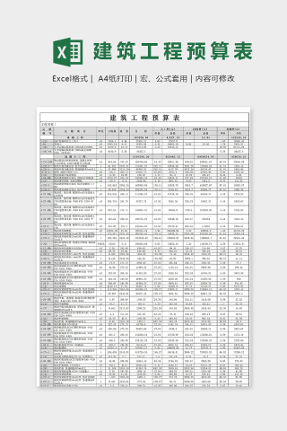 专业直观建筑工程预算表