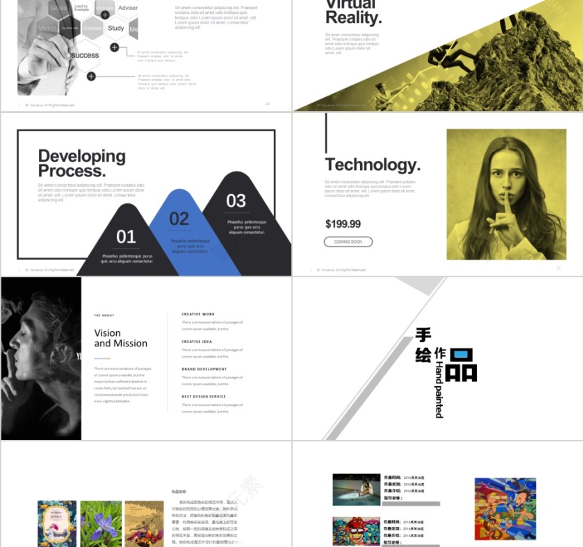 个人作品集PPT模板毕业设计面试求职动态平面设计师展示素材第5张