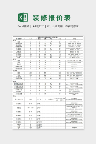 简单大方数据统计报价Excel