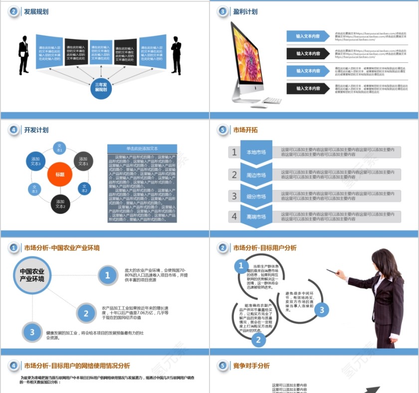 蓝色简约大气商业计划书项目ppt模版第4张