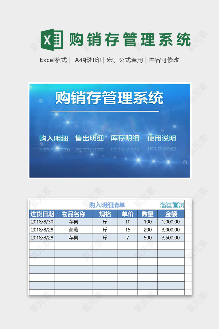 店铺仓库产品购销存管理系统excel模板