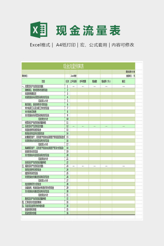 双色明了现金流量分析表Excel