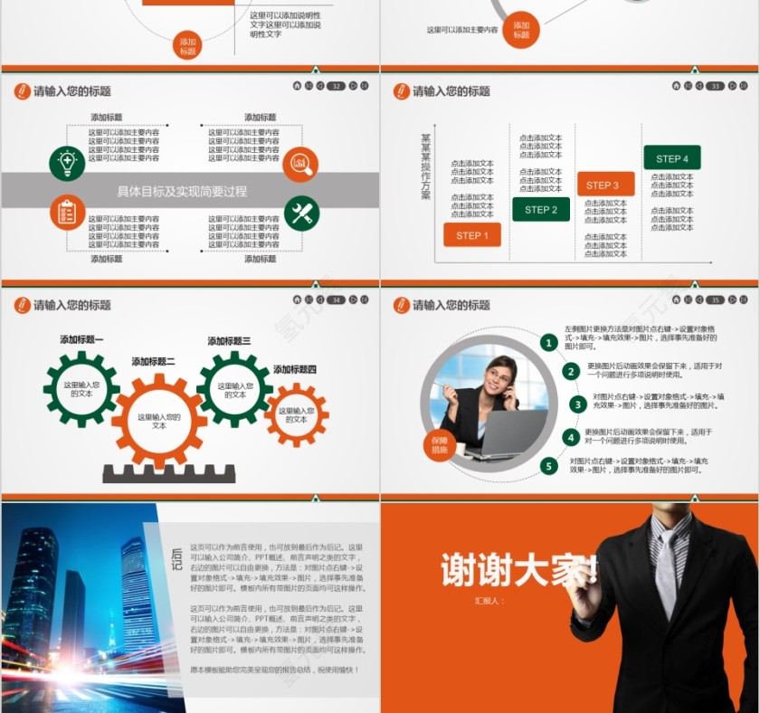 橙色金融保险公司ppt模板第6张