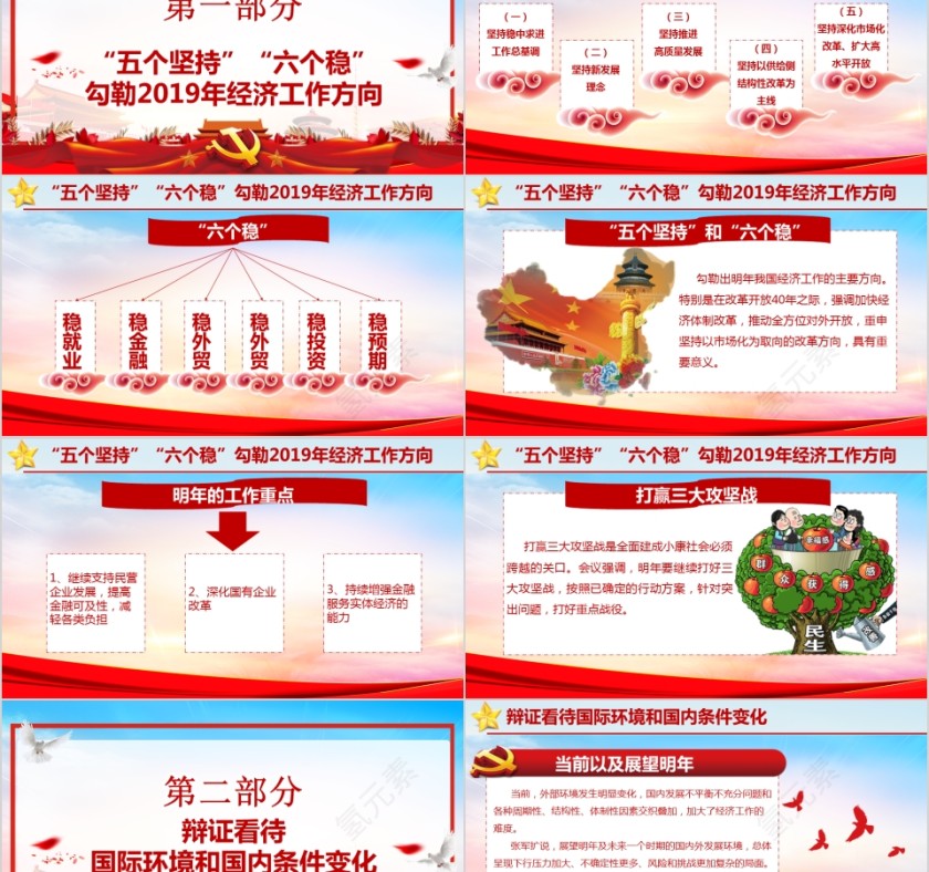 红色大气中国2019经济工作五大信号PPT第2张