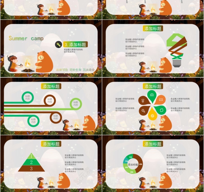 卡通可爱简约大气暑期夏令营PPT模板第3张