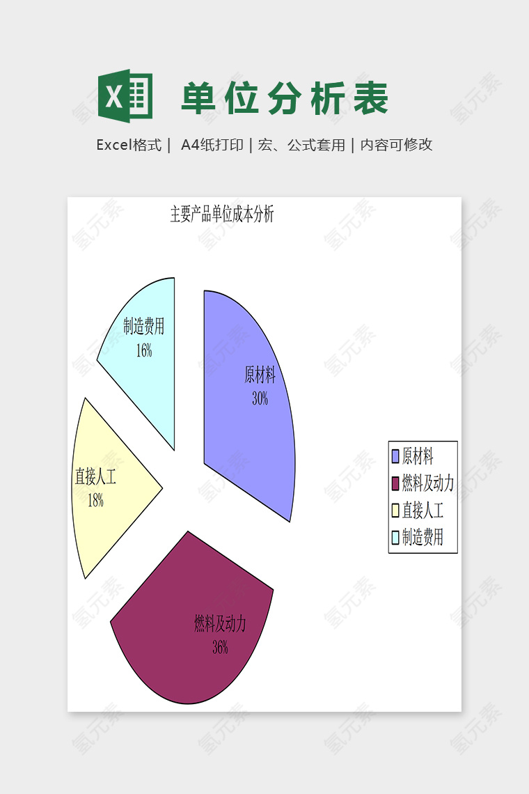 简单精美色彩单位分析表EXcel