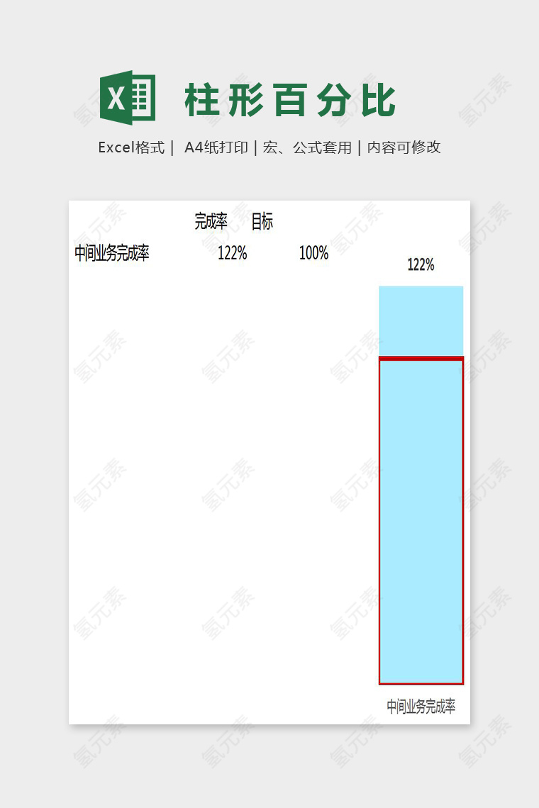 小清新大方柱形百分比Excel