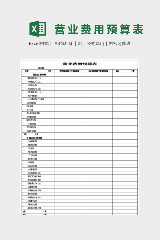 精美简单营业费用预算表Excel