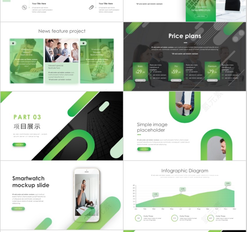 高端大气简洁公司介绍ppt绿色模板第3张