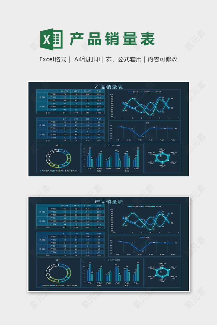 高端科技风产品销量表excel模版