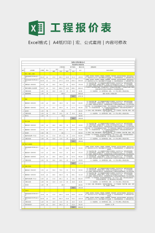 装饰工程公司家装报价表模版