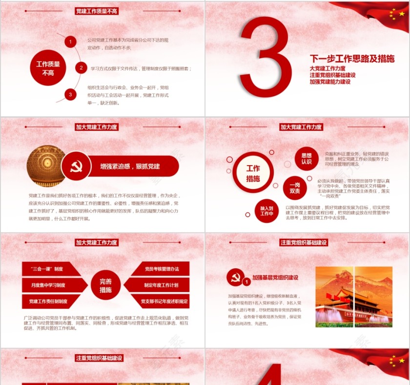 基层党委党支部工作汇报PPT模板第4张