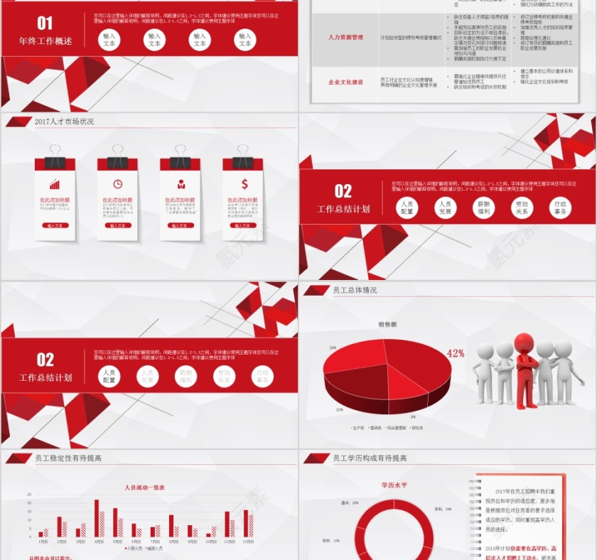 红色简约行政工作总结PPT模板第2张
