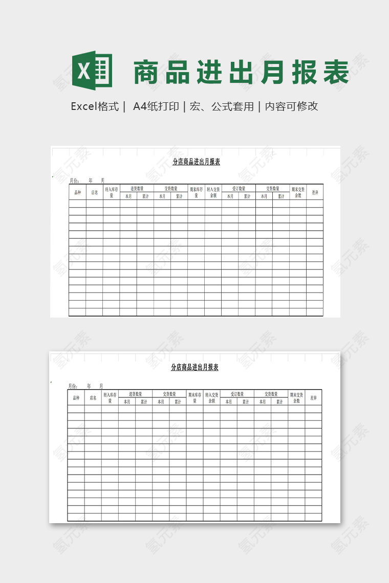 分店商品进出月报表