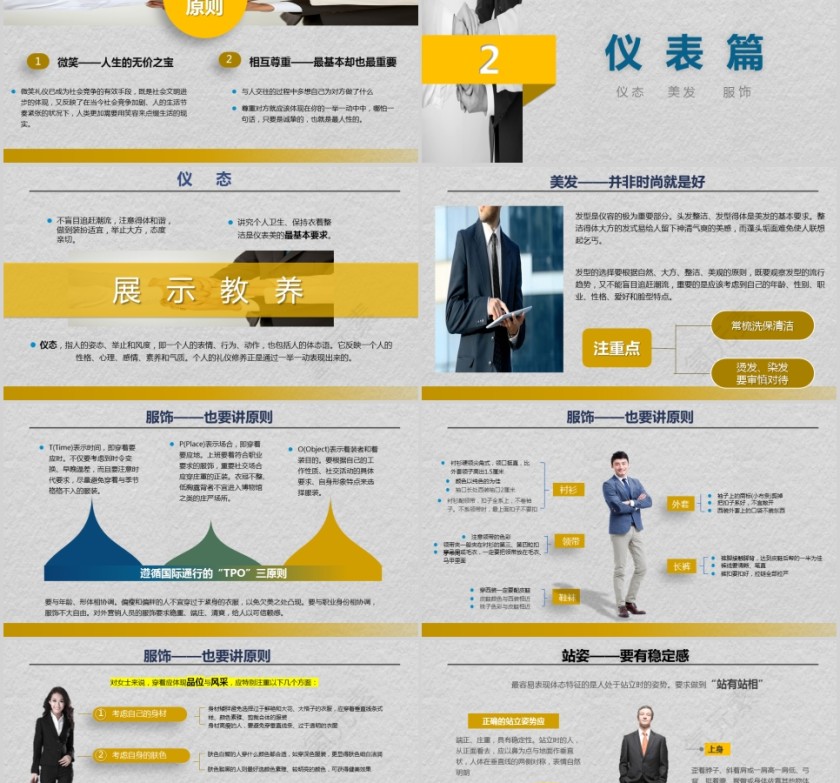 职场礼仪培训PPT模板商务礼仪PPT第2张