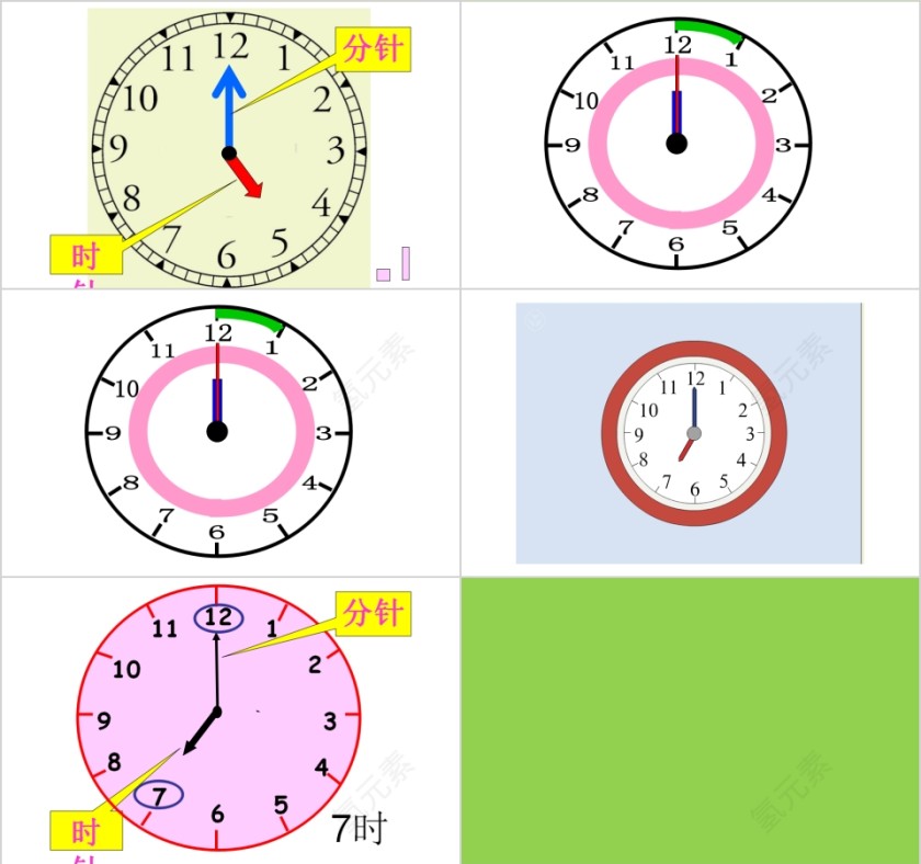 简约清新认识钟表PPT模板第2张