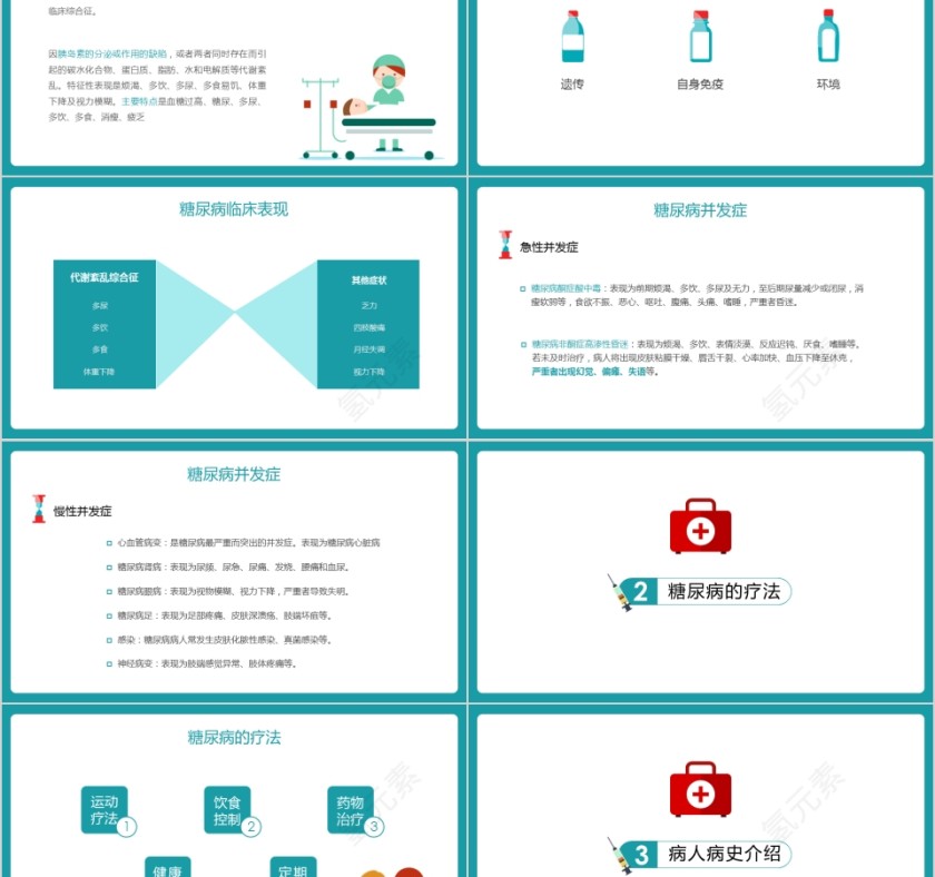 糖尿病PPT模板 健康预防治疗知识宣传教育糖尿病护理介绍注意事项第2张