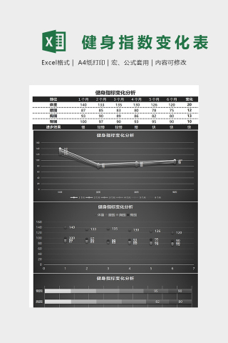 精美健身指标变化分析模版