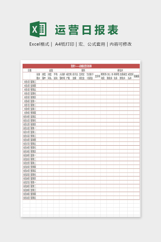 网店通用运营日报表excle模板