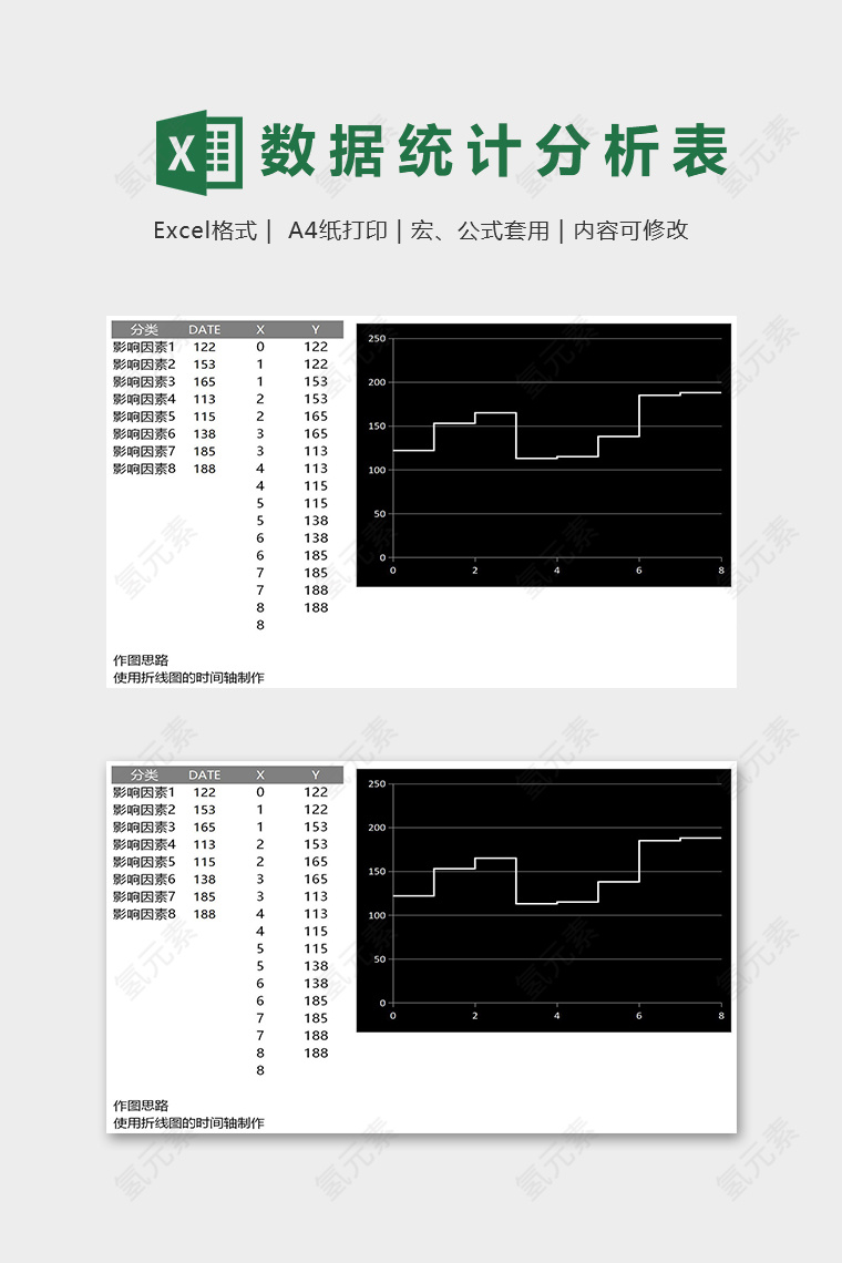 黑色大气商务因素分析图表