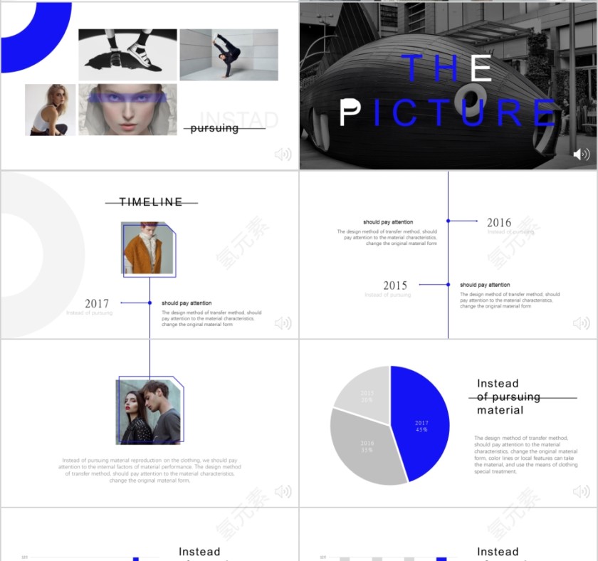 商务欧美ppt模板简约2019高端大气 商业工作汇报时尚极简风素材第4张