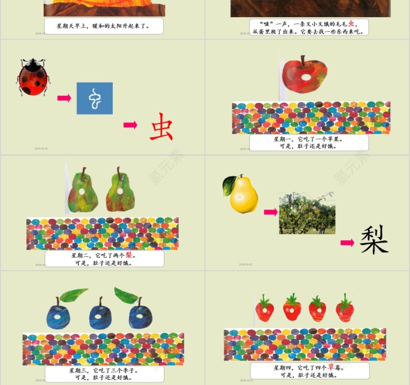 特色识字7——好饿的毛毛虫幼小衔接教学课件PPT模板第3张
