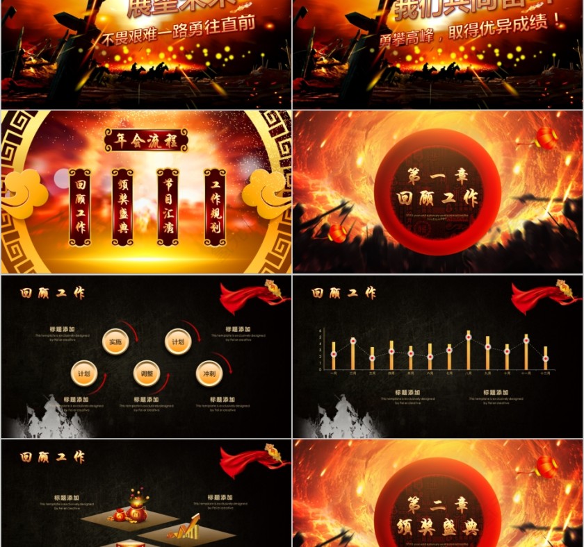 2019迎战猪年新春大吉工作汇报年会总结PPT第2张