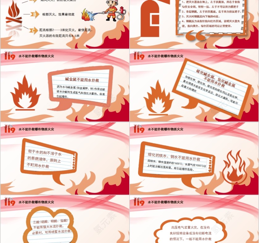 幼儿卡通消防安全小常识PPT消防安全知识教育宣传PPT第2张