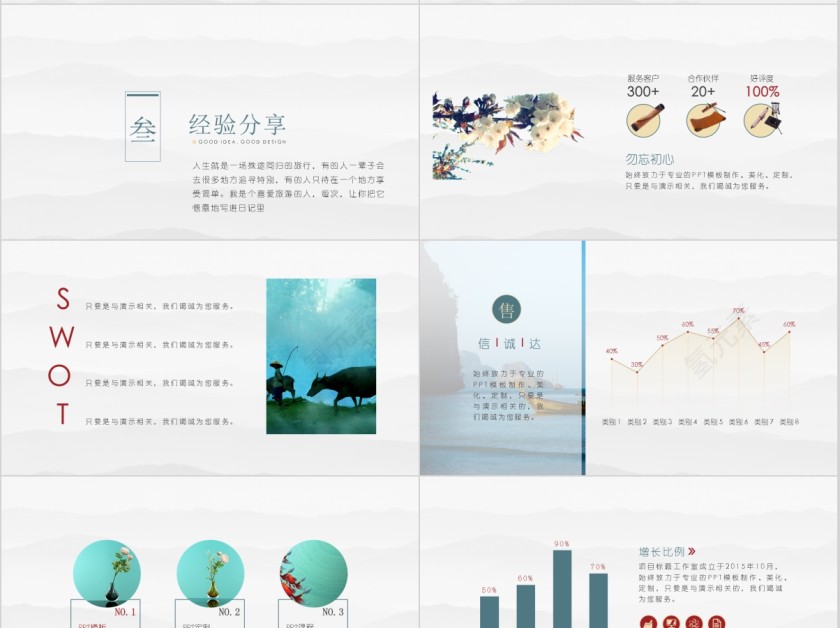 中国风商务汇报通用简约模板第4张