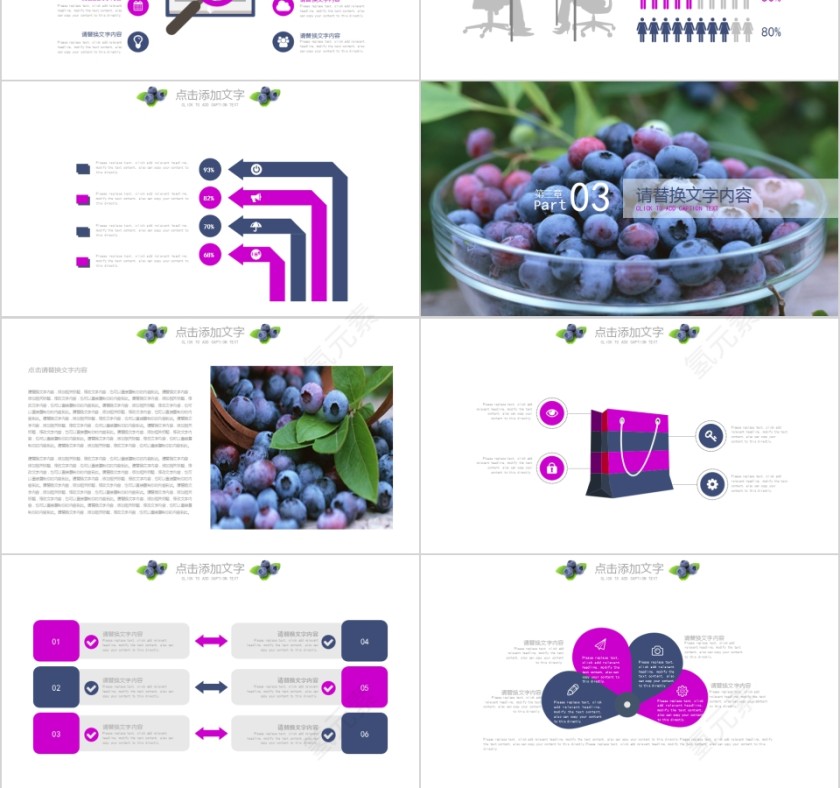 水果蓝莓产品宣传PPT模板第3张