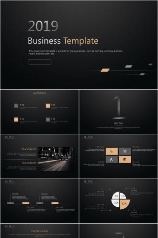 商务欧美ppt模板简约2019高端大气 商业工作汇报时尚极简风素材