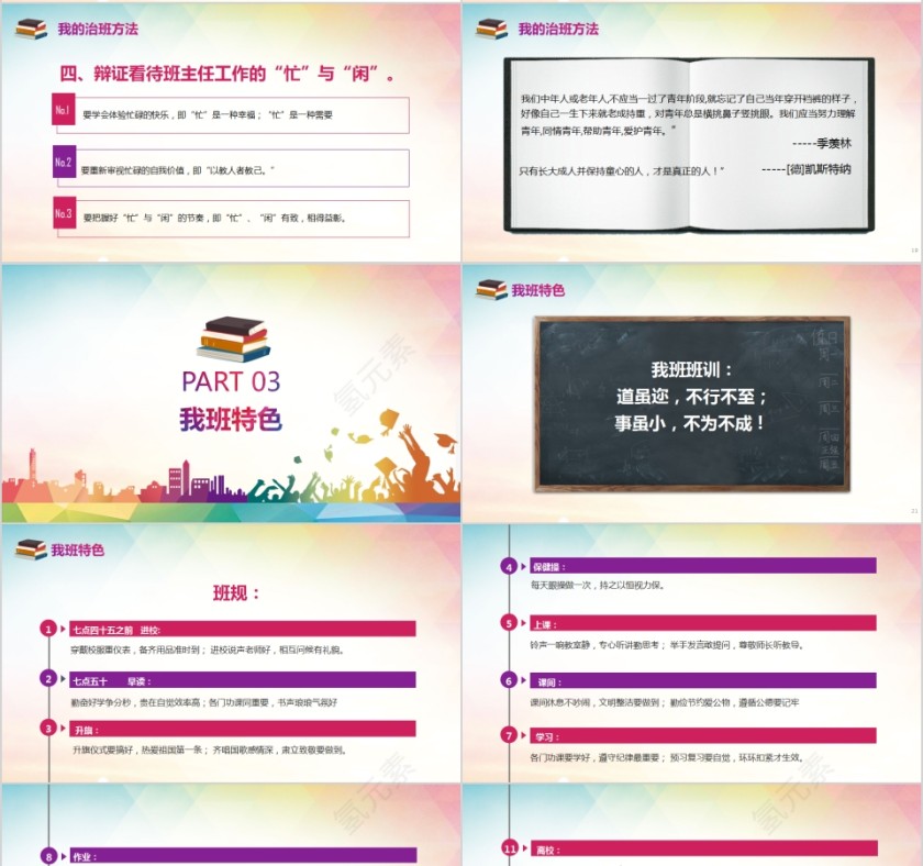 简约清新班主任经验交流班主任培训PPT模板第4张