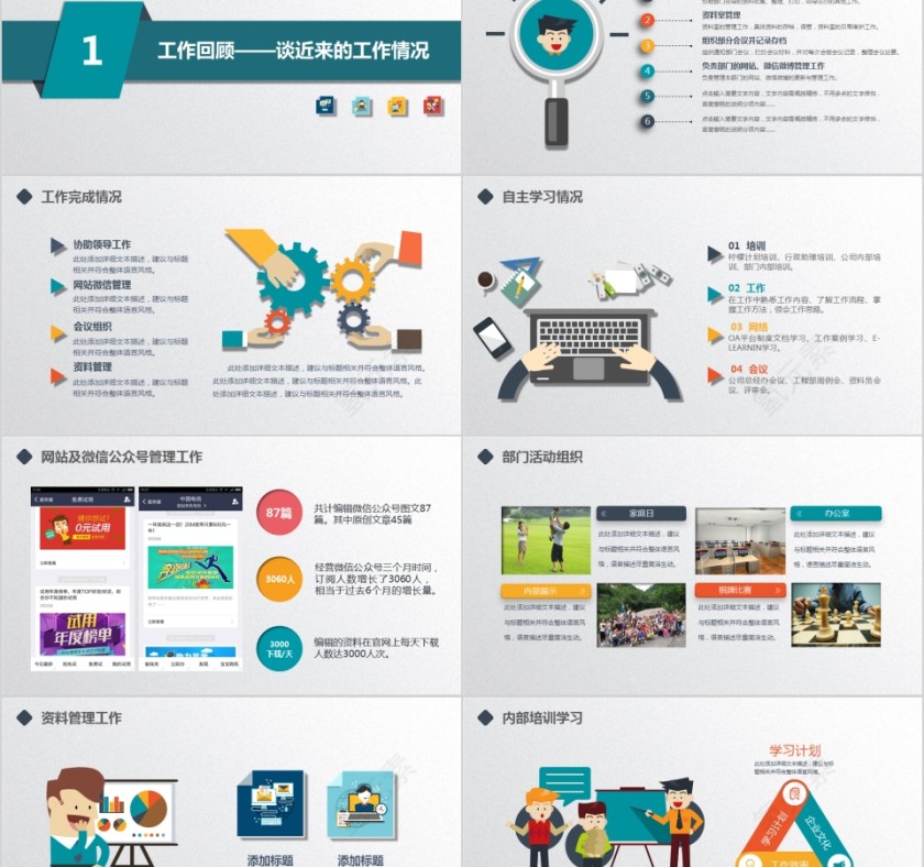 卡通简约述职报告工作总结PPT模板第2张