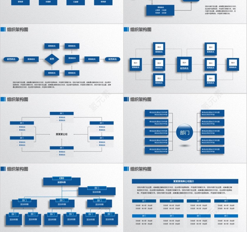 企业组织结构图ppt组织架构图PPT模板第3张