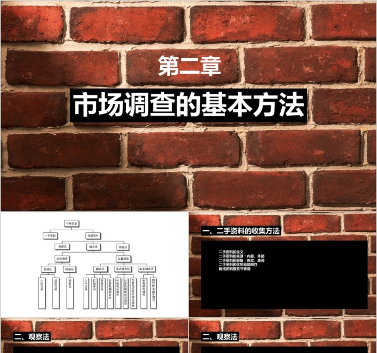 棕色市场调研的基本方法课件行业数据分析社会调研问卷幻灯片ppt模板第1张