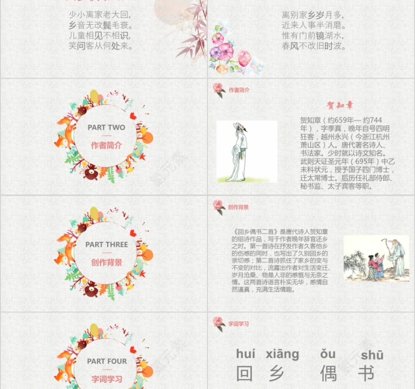 小学语文课件PPT模板 读书分享教师说课老师讲课古诗寓言公开课第2张