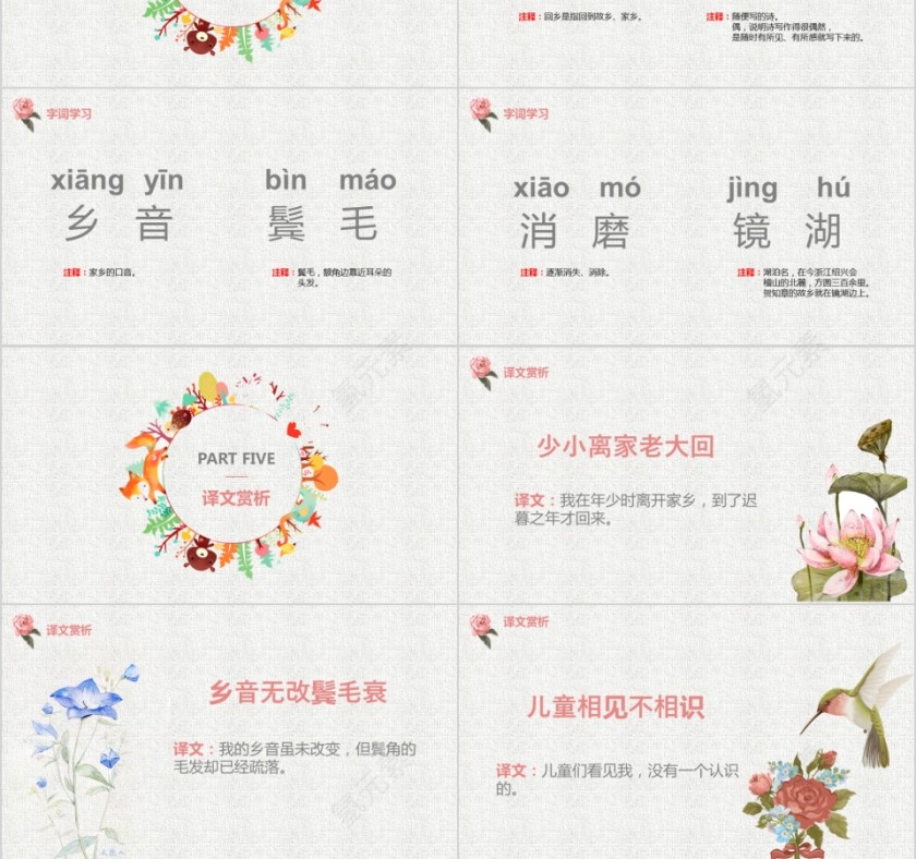 小学语文课件PPT模板 读书分享教师说课老师讲课古诗寓言公开课第3张