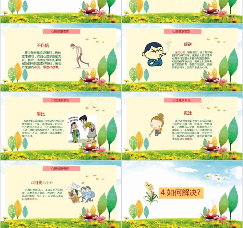 卡通小学生心理健康教育培训讲座PPT第3张
