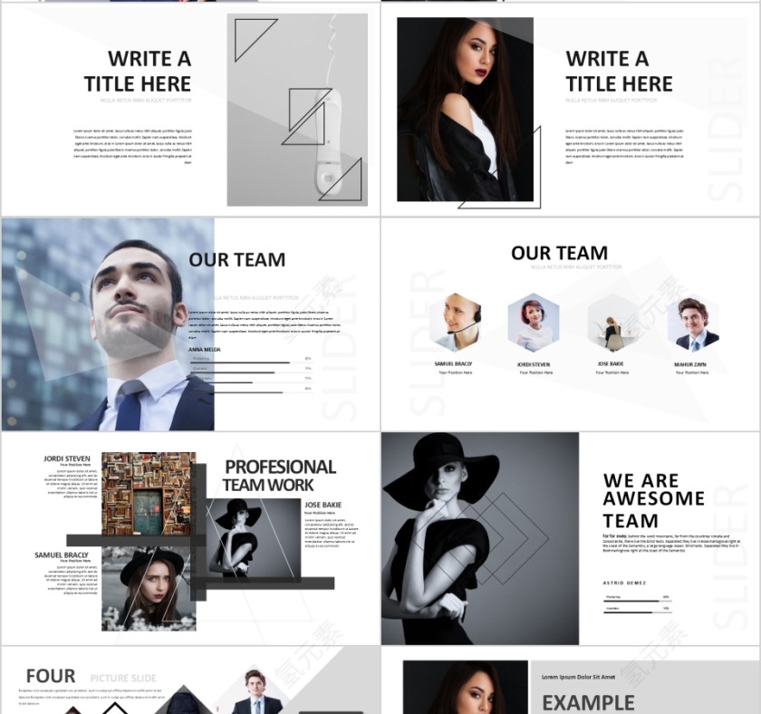 欧美极简PPT创意欧美杂志风创业书PPT模板 第4张